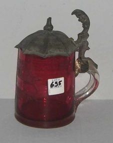 Cranberry and Clear Stein