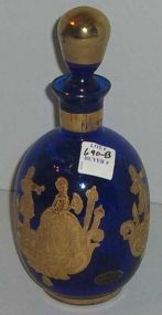 Engraved Venetian Cobalt Glass Decanter