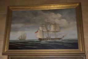 Oil on Canvas of Clipper Ships At Sea