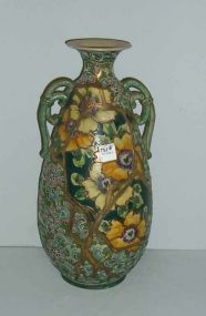 Nippon Moriage Vase w/Double Handles