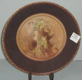 Art Nouveau Plate in Brown with Woman Head
