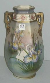 Nippon Vase w/Iris and Egret Birds