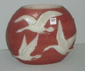 Phoenix Glass Ducks in Flight Decorated Vase