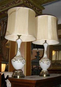Pair Satin Glass Table Lamps