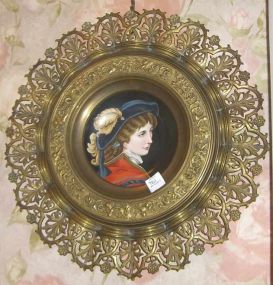 Brass Frame w/Porcelain Insert of Young Boy
