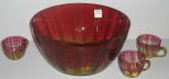 Amberina Punch Bowl and Cups