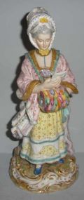 Meissen Figure of Lady w/Multicolored Muff