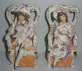 Pair Porcelain Dandy Dressed Figurines