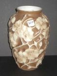Brown washed vase with dogwood flowers