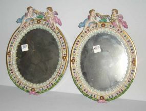 Pair Hand Painted Occupied Japan Mirrors