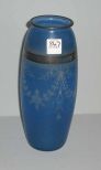 Blue Frosted Vase Gold Trim Vase