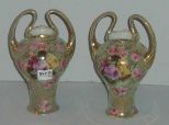 Pair Nippon Aqua Beaded Vases