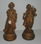 Pair of Metal Lady Statues