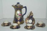 Nippon Chocolate Pot with Cups and Saucers