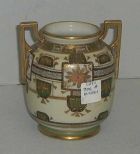 Nippon handled vase with gilt beading & floral d