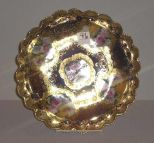 Hand painted Nippon scalloped edge blue & gold  plate with pink flowers