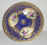 Hand painted Nippon plate with blue & gold trim
