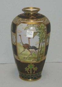 Nippon Vase Ostrich & Desert Scene