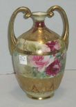 Nippon Double Handle Vase with Gold and Jewels