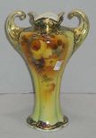Nippon Double Handle Vase w/Yellow Roses