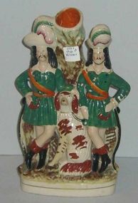 Staffordshire Double Bow Men with Spaniel Vase