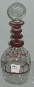 Bohemian Decanter w/Cranberry Ring Neck