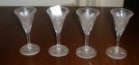 Set of 4 Cut Glass Cordials