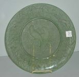 Consolidated Glass Green Plate w/Birds of Paradise