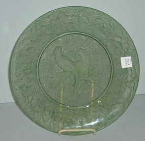 Consolidated Glass Green Plate w/Birds of Paradise