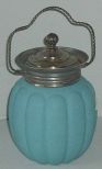 Blue Opaque Biscuit Jar with Silver Fittings