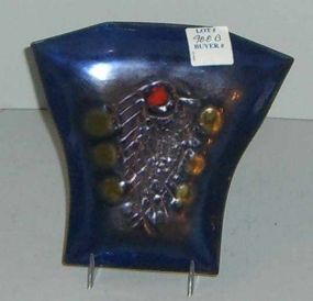 Enameled Decorated Copper Irregular Shape Small Tray