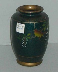 Modeled Blue Turquoise Pottery Vase w/Bird and Floral Decoration