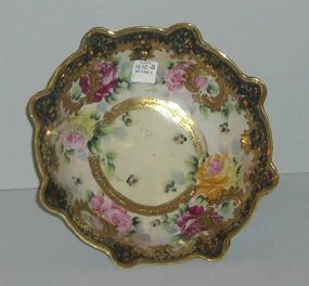 Nippon Bowl, Scalloped Rim w/Floral and Gold Decoration