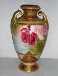 Nippon Vase w/Pink Roses