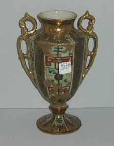 Bolted Urn w/Geometric and Raised Gold Decoration
