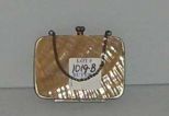 Souvenir Accordion Style Coin Purse, Shell Color, Silver Plated Fittings, Chain Attached