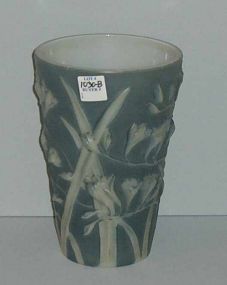 Phoenix Glass Vase, Blue Background w/Freesia Floral Decoration