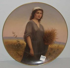 Portrait Plaque Hand Painted Figural Lady w/Long Hair - by: Beyer & Bock Volkstedt, Cir. 1905-1931