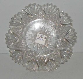 American Brilliant Cut Glass Plate, Cut in Jewel Pattern by Clark