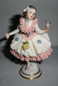 Volkstedt Dresden small ballerina girl with lace dress