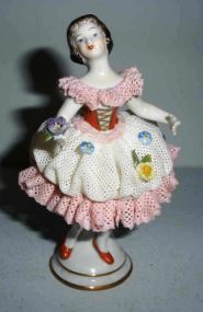 Volkstedt Dresden small ballerina girl with lace dress