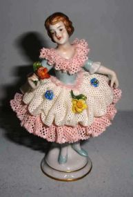 Volkstedt Dresden small ballerina girl with lace dress