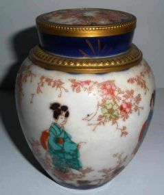 Oriental Ginger Jar, Raised Floral Decoration, Bronze Fittings