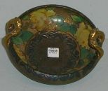 Handled Bowl Floral and Gold Decorated Interior, Formed Handles, Marked Vienna Austria