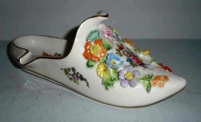 Dresden Victorian shoe with flowers
