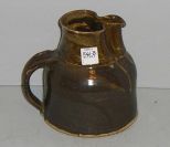 Pottery Pitcher w/Brown Glaze Signed Parker on Bottom