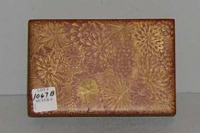 Lacquered Occupied Japan Box w/Stenciled Floral Decoration, Paper Sticker