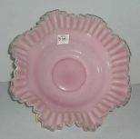 Pink & white brides bowl with clear ruffle
