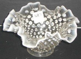 White & clear hobnail bowl