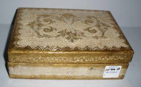 Italian Wooden Box, Gold Gilt Decoration, Hinged Top